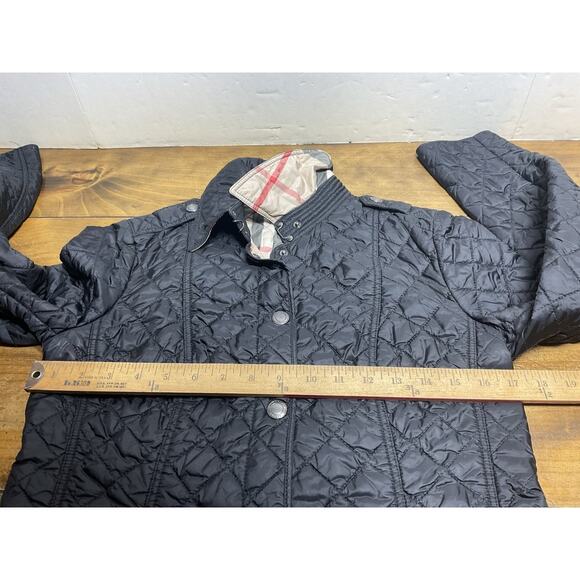 BURBERRY Brit Jacket Women's S Diamond Quilted Nova Check Black Lightweight - Picture 14 of 14